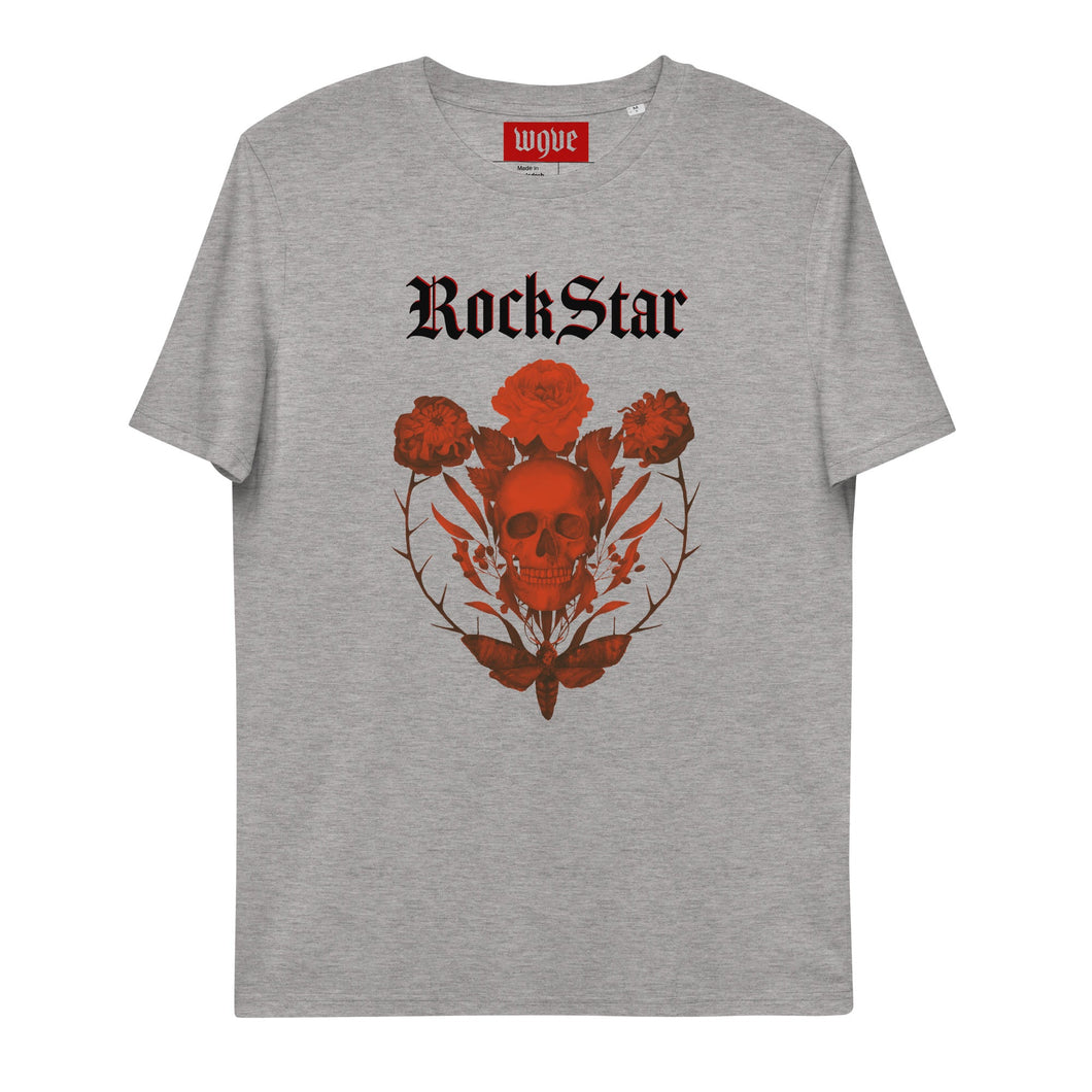 ROCKSTAR RED SKULL T-shirt unisexe en coton biologique