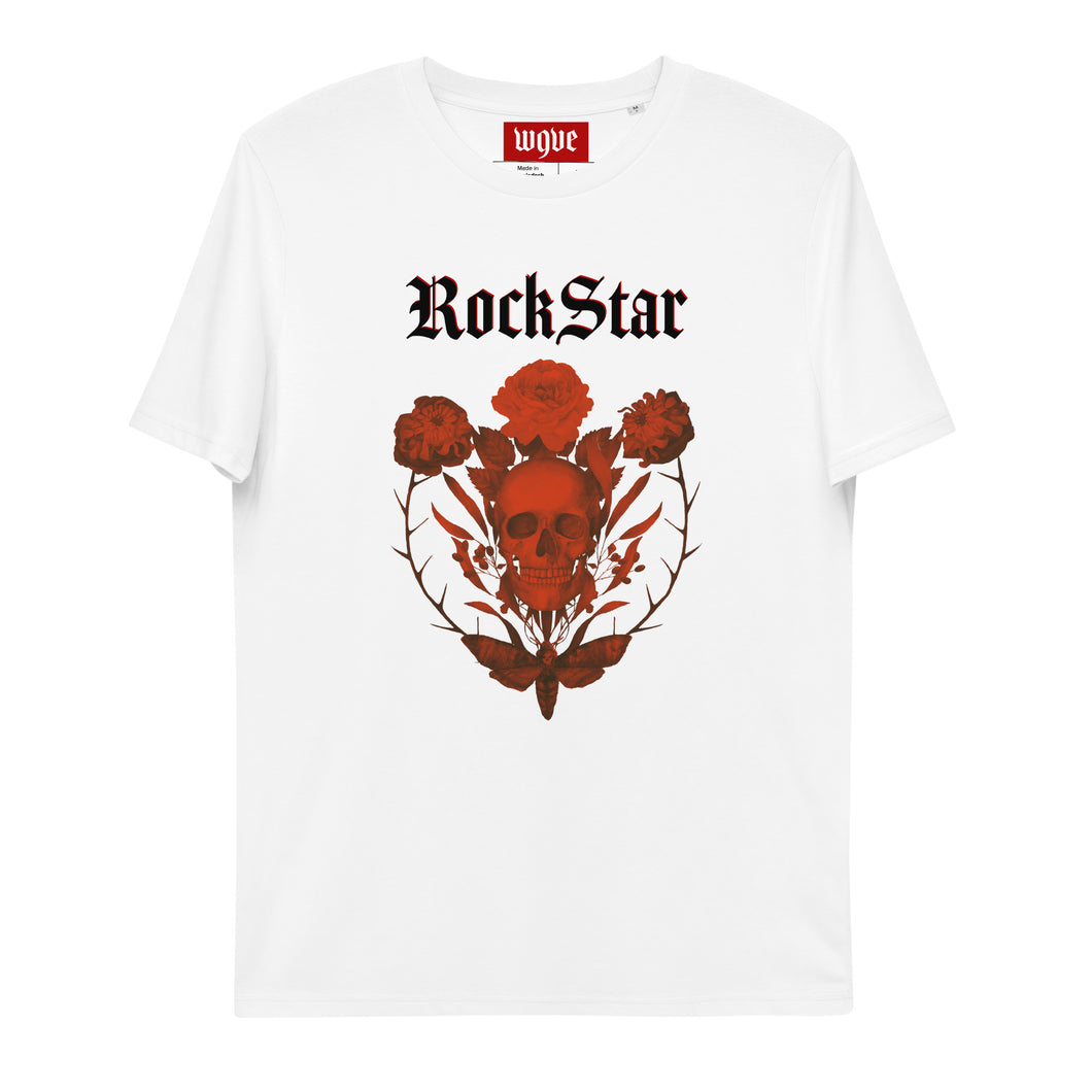 ROCKSTAR RED SKULL T-shirt unisexe en coton biologique